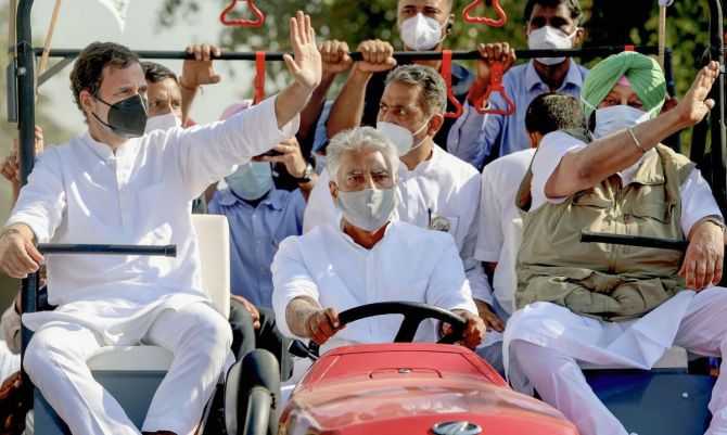 Rahul Gandhi on a tractor